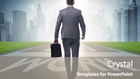  Presentation with businessman climbing the career ladder - Colorful presentation theme enhanced with businessman walking towards his career backdrop and a  colored foreground