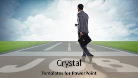  Presentation with career - PPT theme featuring businessman walking towards his career background and a light gray colored foreground