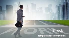  Presentation with career - Beautiful PPT layouts featuring businessman walking towards his career backdrop and a gray colored foreground