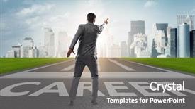  Presentation with career pathway - Slide deck enhanced with businessman walking towards his career background and a gray colored foreground