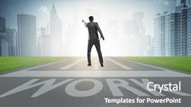  Presentation with career - Audience pleasing slide deck consisting of businessman walking towards his career backdrop and a gray colored foreground