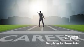  Presentation with career - Audience pleasing presentation theme consisting of businessman walking towards his career backdrop and a gray colored foreground