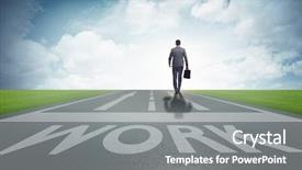 Presentation with businessman climbing the career ladder - PPT theme having businessman walking towards his career background and a gray colored foreground