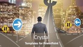  Presentation with profit - Colorful PPT layouts enhanced with businessman-walking-towards-his-profit backdrop and a coral colored foreground