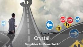  Presentation with profit - Slides featuring businessman-walking-towards-his-profit background and a gray colored foreground