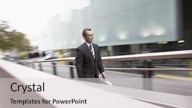  Presentation with ramp - Theme featuring businessman walking up outdoor ramp background and a  colored foreground