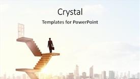  Presentation with walking - Beautiful slide set featuring business ladder - businessman walking up staircase backdrop and a cream colored foreground