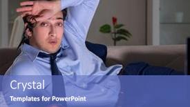  Presentation with late - Audience pleasing theme consisting of businessman-watching-tv-at-night backdrop and a teal colored foreground