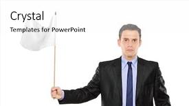  Presentation with flag - Presentation consisting of businessman waving a white flag background and a white colored foreground