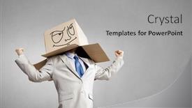  Presentation with box carton - Slides consisting of businessman-wearing-carton-box background and a  colored foreground