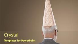  Presentation with hat - Slide deck consisting of businessman-wearing-dunce-hat-back background and a violet colored foreground