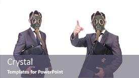  Presentation with gas - Cool new presentation with businessman-wearing-gas-mask-isolated backdrop and a dark gray colored foreground