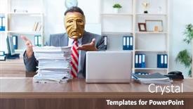  Presentation with hypocrisy - Slides having businessman-wearing-mask-in-hypocrisy background and a tawny brown colored foreground