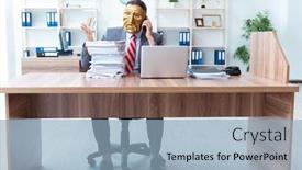  Presentation with hypocrisy - Colorful PPT theme enhanced with businessman-wearing-mask-in-hypocrisy backdrop and a light blue colored foreground