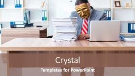  Presentation with hypocrisy - PPT theme featuring businessman-wearing-mask-in-hypocrisy background and a violet colored foreground