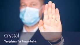  Presentation with medical sign - Cool new theme with businessman-wearing-medical-mask-showing backdrop and a navy blue colored foreground