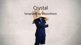  Presentation with box carton - Colorful slide set enhanced with questionmark - businessman wearing on head carton backdrop and a lemonade colored foreground