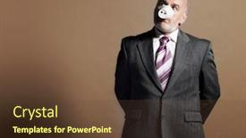  Presentation with pig - Cool new slide deck with businessman-wearing-plastic-cup backdrop and a tawny brown colored foreground