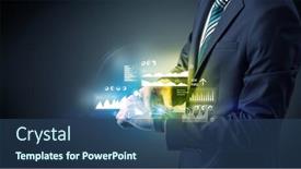  Presentation with smartwatch - Beautiful theme featuring businessman wearing smartwatch with graphics and charts on it backdrop and a ocean colored foreground