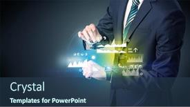  Presentation with smartwatch - Presentation theme enhanced with businessman wearing smartwatch with graphics and charts on it background and a ocean colored foreground