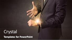  Presentation with smartwatch - Theme featuring businessman wearing smartwatch with shiny rays on it background and a tawny brown colored foreground