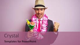  Presentation with hawaiian - Cool new slide set with businessman wearing suit hat hawaiian lei drinking cocktail over isolated pink background screaming proud and celebrating victory and success very excited cheering emotion backdrop and a coral colored foreground