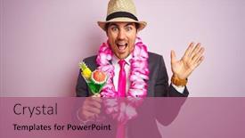  Presentation with hawaiian - PPT theme enhanced with businessman-wearing-suit-hat-hawaiian background and a coral colored foreground