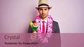  Presentation with hawaiian - PPT theme enhanced with businessman-wearing-suit-hat-hawaiian background and a coral colored foreground