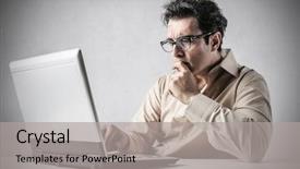  Presentation with motivation ball hill businessman - Slides featuring businessman weighing pros and cons background and a light gray colored foreground