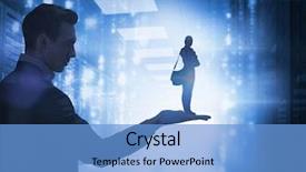  Presentation with matrix - PPT theme featuring businessman while standing against matrix background and a light blue colored foreground