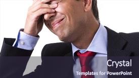  Presentation with copy space - Presentation enhanced with businessman with a big headache background and a  colored foreground