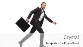  Presentation with running - Colorful slides enhanced with businessman-with-a-briefcase-running backdrop and a white colored foreground