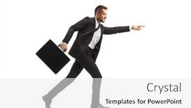  Presentation with forward - Presentation theme consisting of businessman-with-a-briefcase-running background and a white colored foreground