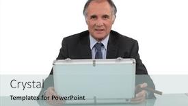  Presentation with cigar - Cool new PPT theme with businessman with a cigar and a briefcase backdrop and a lemonade colored foreground