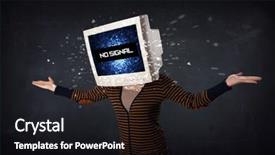  Presentation with monitor computer - Audience pleasing PPT theme consisting of businessman with a computer monitor backdrop and a black colored foreground