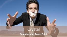  Presentation with duct - Colorful presentation theme enhanced with businessman with a duct tape on his mouth backdrop and a coral colored foreground