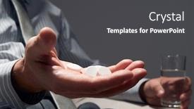  Presentation with pills - Slide deck having businessman-with-a-handful background and a dark gray colored foreground