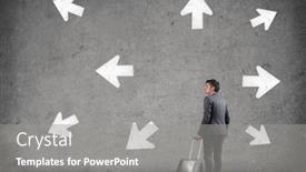  Presentation with luggage - Amazing presentation theme having businessman-with-a-luggage backdrop and a gray colored foreground