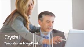  Presentation with newton cradle - Presentation design with businessman with a newtons cradle background and a coral colored foreground