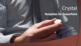  Presentation with depression - Presentation design consisting of businessman-with-a-pill-hands background and a dark gray colored foreground