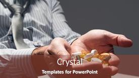  Presentation with stress - Slide set featuring businessman-with-a-pill-hands background and a tawny brown colored foreground