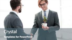  Presentation with shaking hands - Slides consisting of businessman with a sapling shaking background and a ocean colored foreground