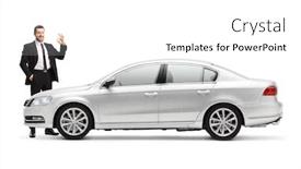 Presentation with silver - Cool new slide deck with businessman-with-a-silver-car backdrop and a white colored foreground