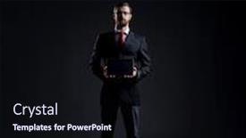  Presentation with gadget - Amazing slides having businessman-with-a-tablet-gadget backdrop and a wine colored foreground