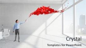  Presentation with aerosol - Slide deck with businessman with aerosol can background and a white colored foreground