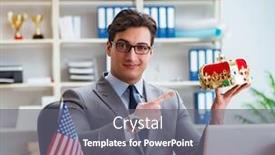  Presentation with gun american flag - Cool new theme with businessman-with-american-flag backdrop and a gray colored foreground