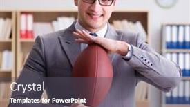  Presentation with american football - Beautiful PPT theme featuring businessman-with-american-football backdrop and a dark gray colored foreground