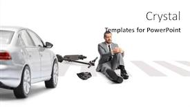  Presentation with electric scooter - Slide set enhanced with businessman-with-an-electric-scooter background and a white colored foreground