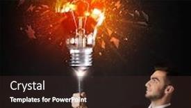  Presentation with explosion - Cool new presentation with businessman-with-an-explosion-bulb backdrop and a wine colored foreground