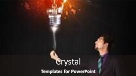  Presentation with explosion - Colorful theme enhanced with businessman-with-an-explosion-bulb backdrop and a wine colored foreground